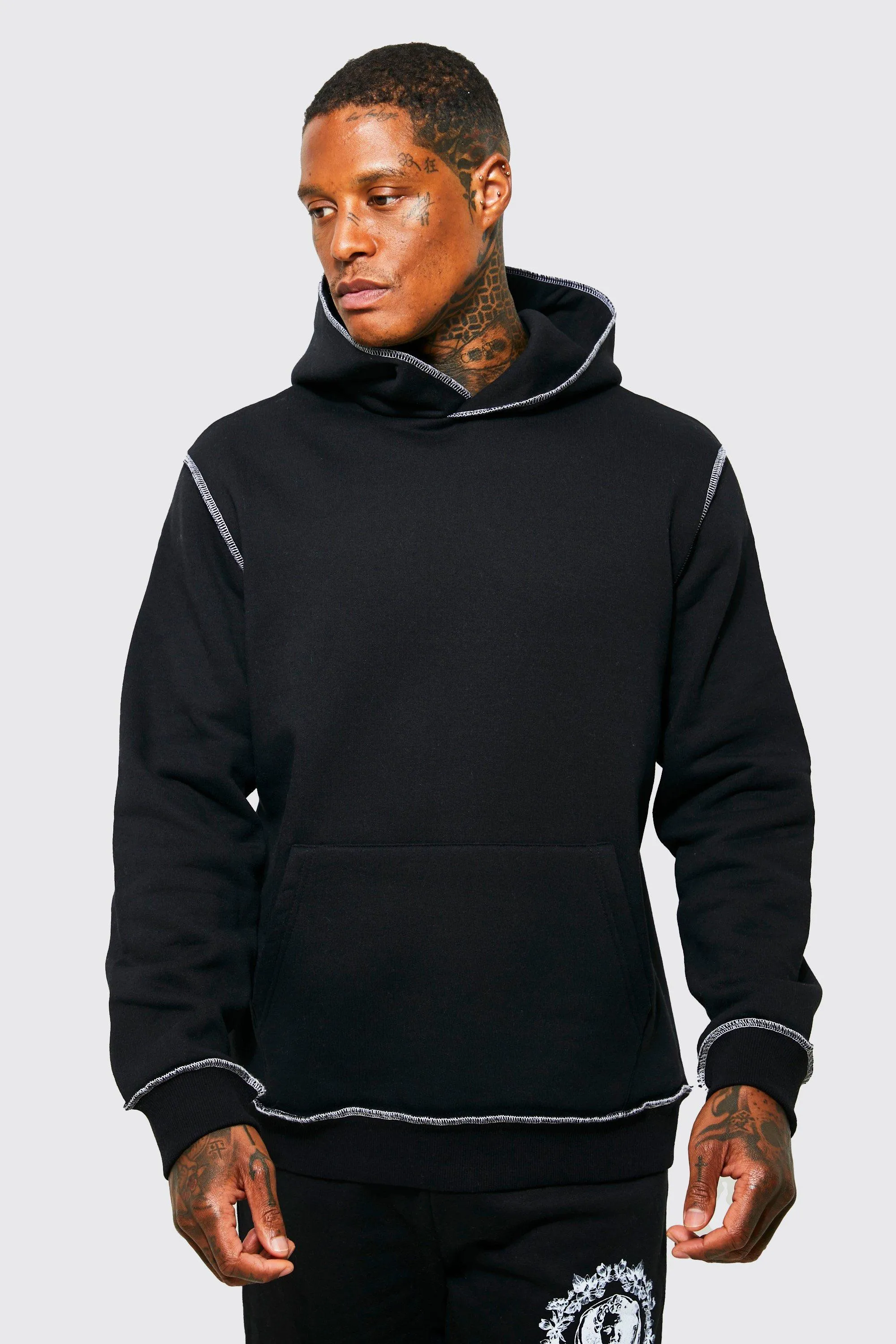 Contrast Stitch Detail Hoodie