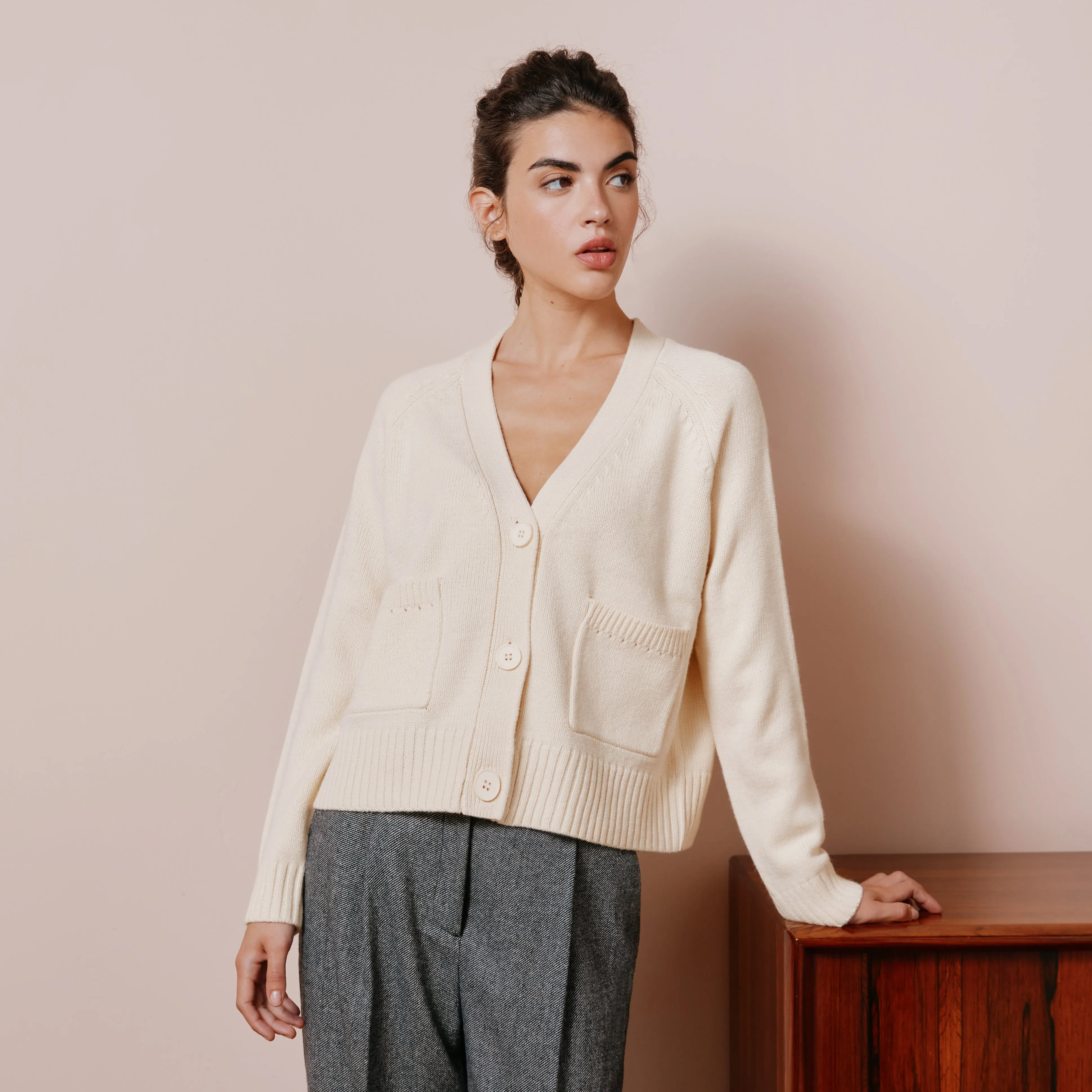 Cream Relaxed Cardigan