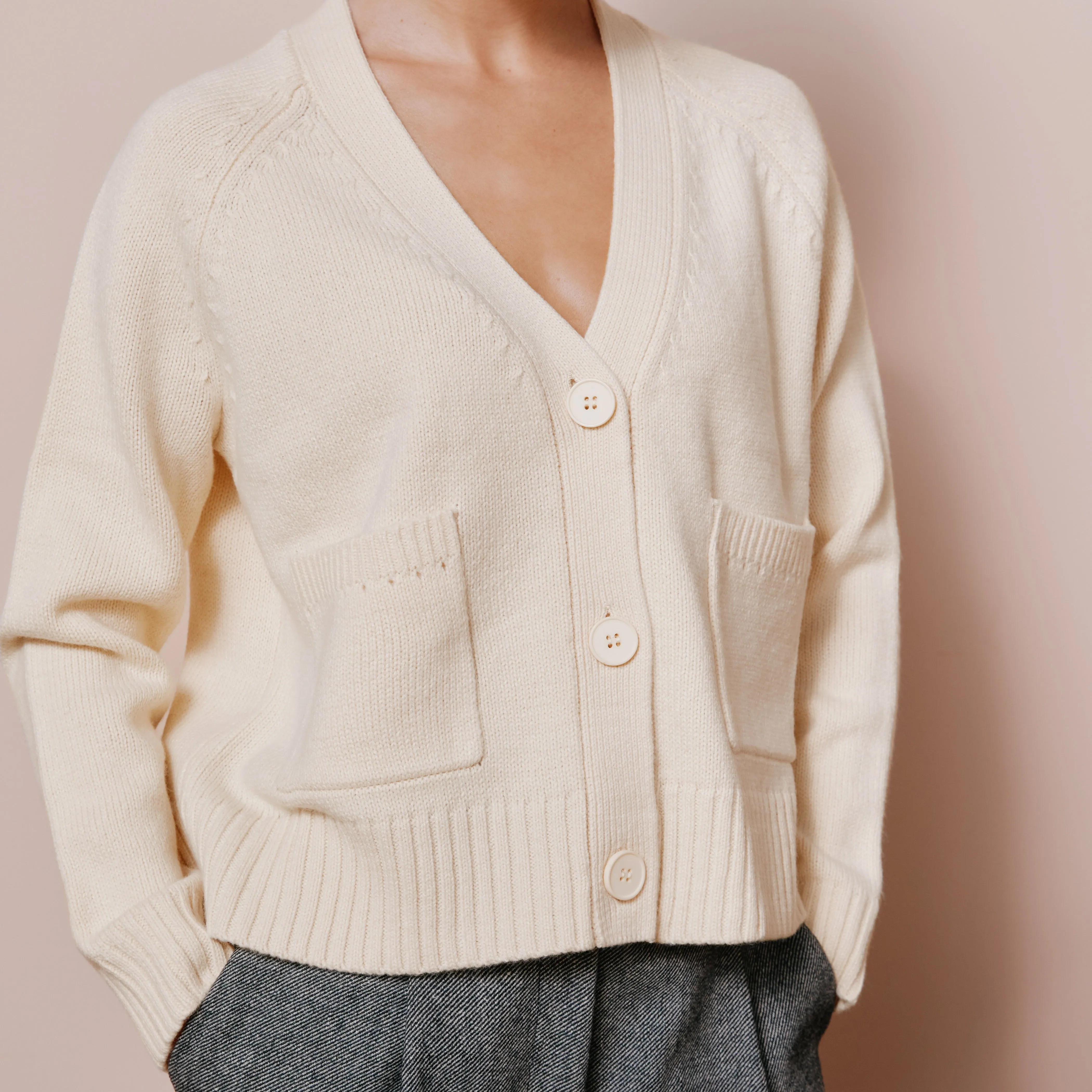 Cream Relaxed Cardigan