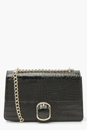 Croc Pu Chunky Chain Crossbody Bag