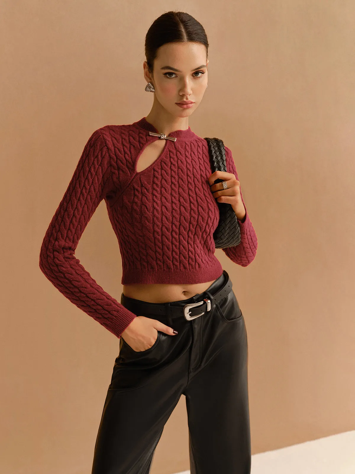 Cutout Twist Crop Sweater