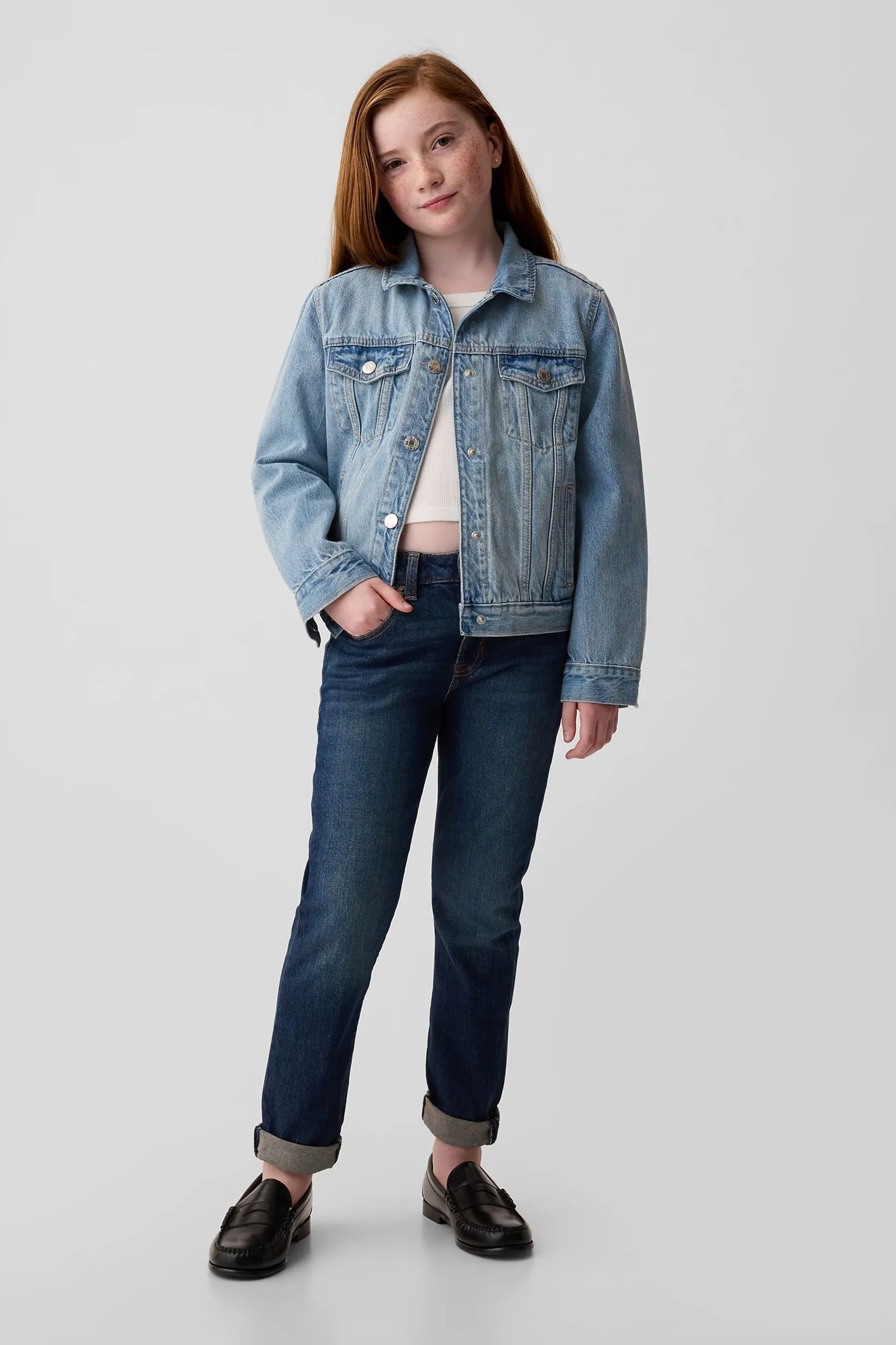 Dark Wash Blue Stretch Girlfriend Washwell Jeans (4-16yrs)