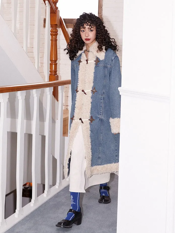 Denim Boa Casual Quilting Nichi Warm Long-Coat