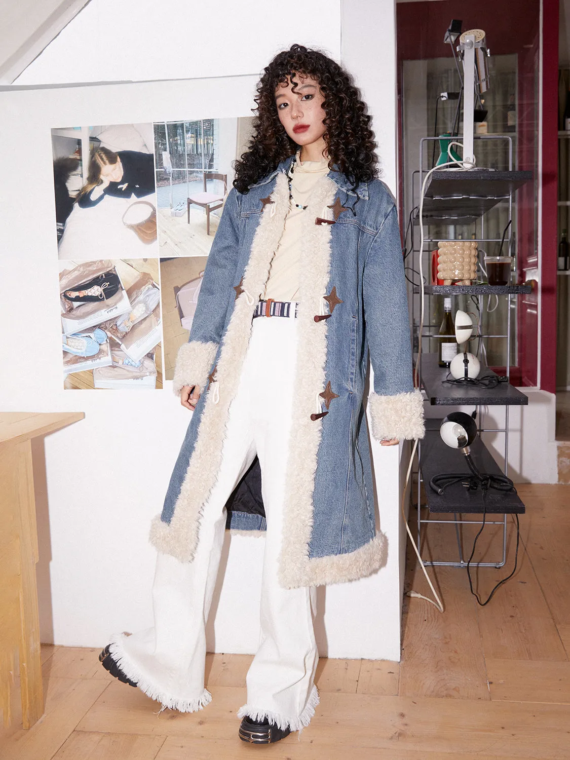 Denim Boa Casual Quilting Nichi Warm Long-Coat