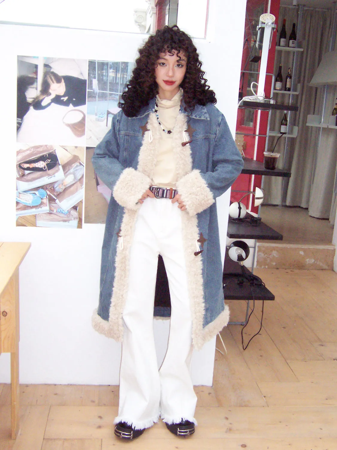 Denim Boa Casual Quilting Nichi Warm Long-Coat