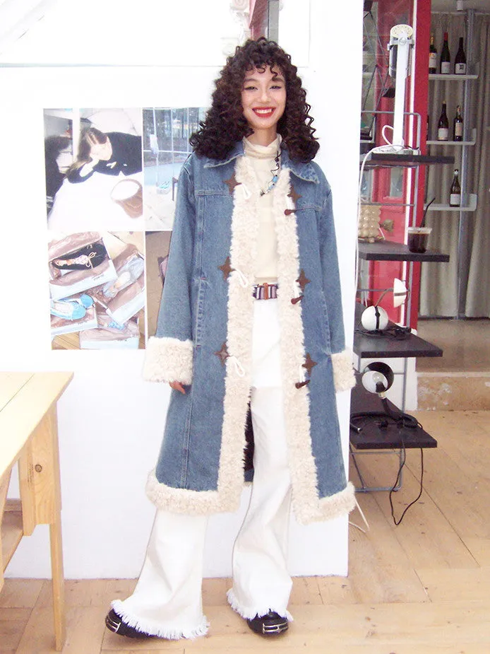 Denim Boa Casual Quilting Nichi Warm Long-Coat