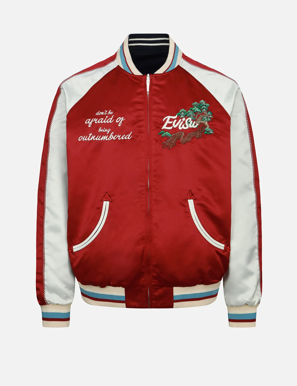 Eagle and Logo Embroidery Reversible Souvenir Jacket