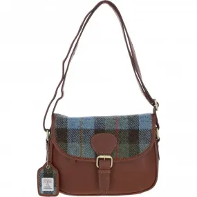 Elegant Ashwood Leather & Harris Tweed Crossbody Bag Tan/Mcload: TW-27-02-TM