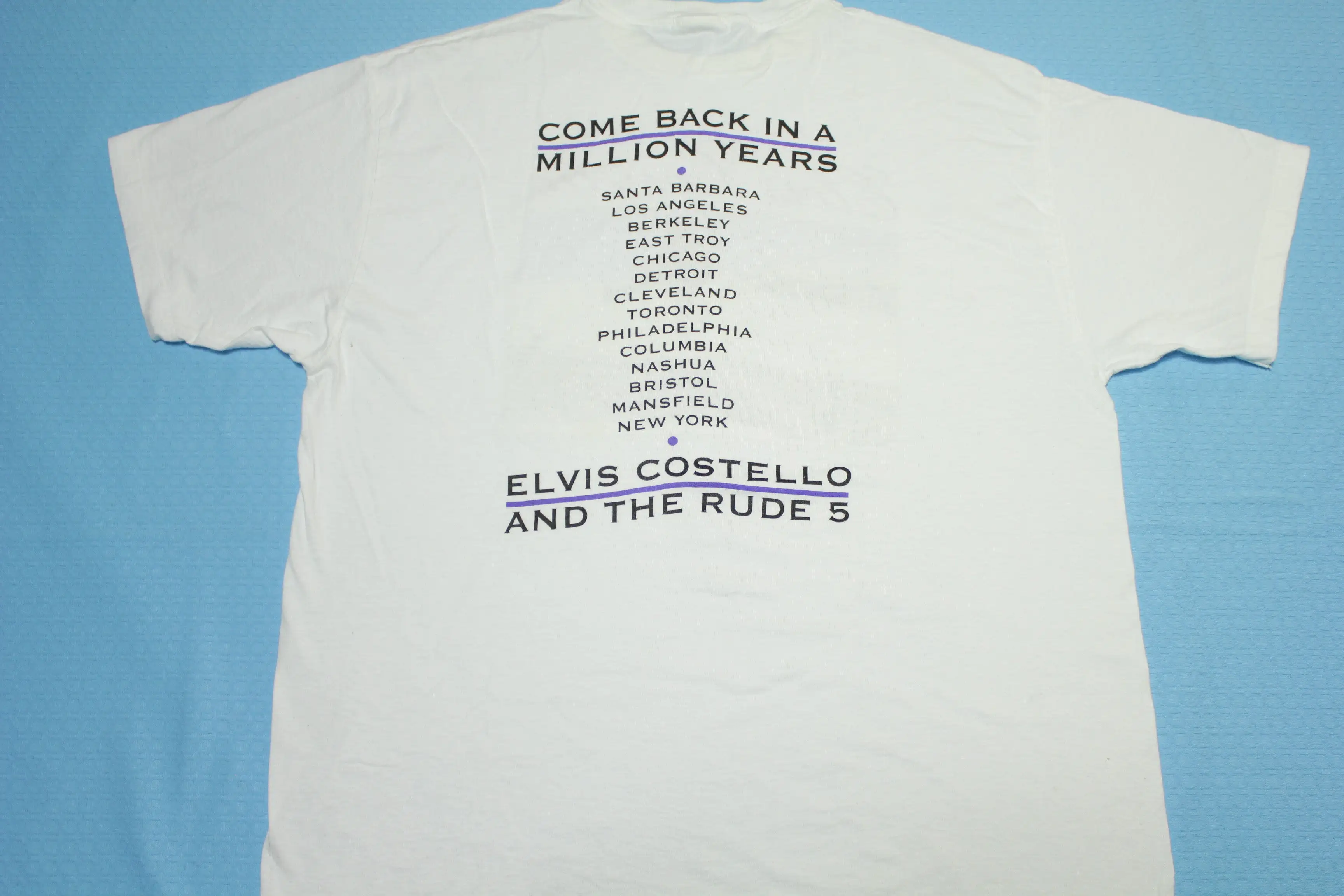 Elvis Costello & The Rude 5 Vintage 90's 1991 Come Back In A Million Years Tour T-Shirt