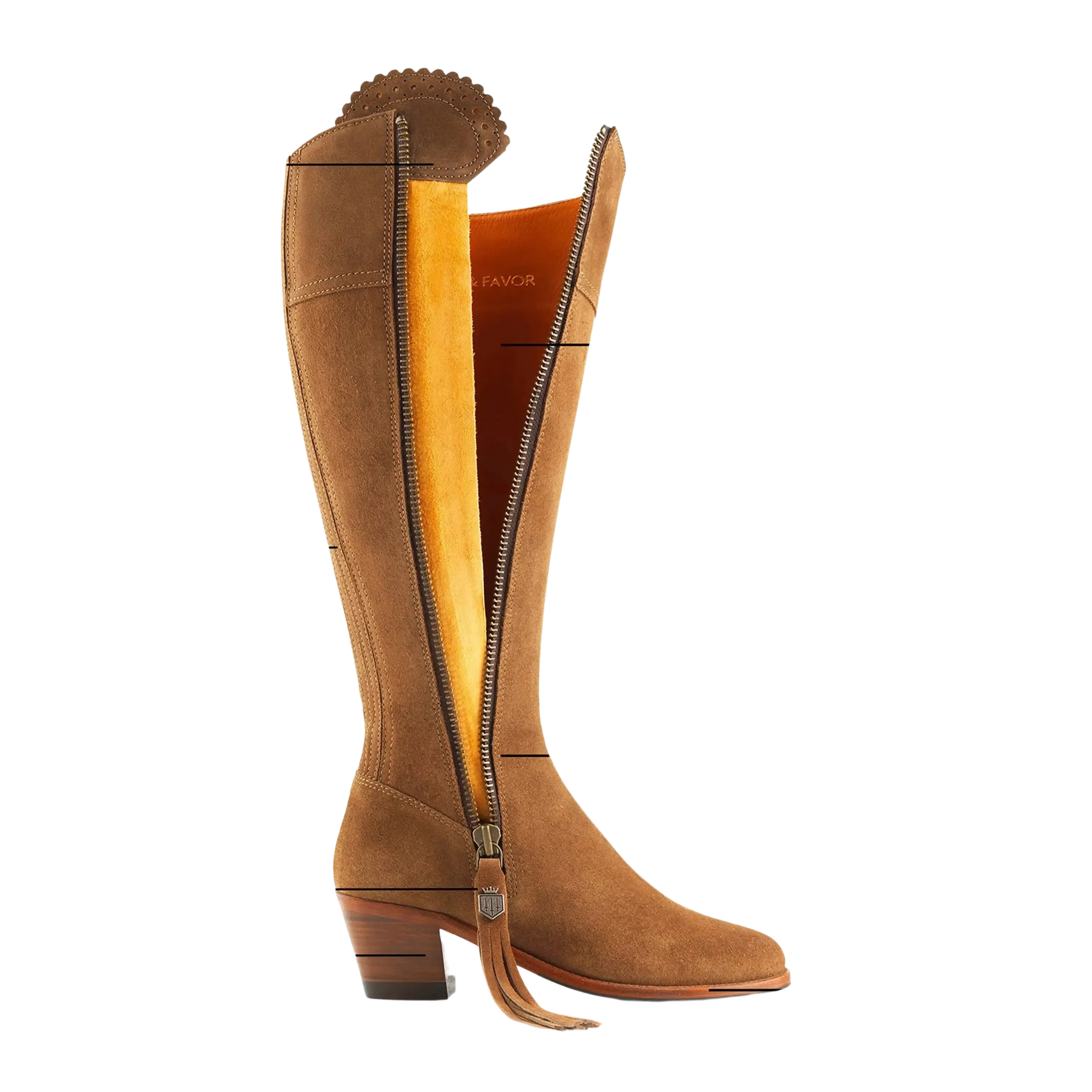 Fairfax & Favor Regina Heeled Regular Boots in Tan