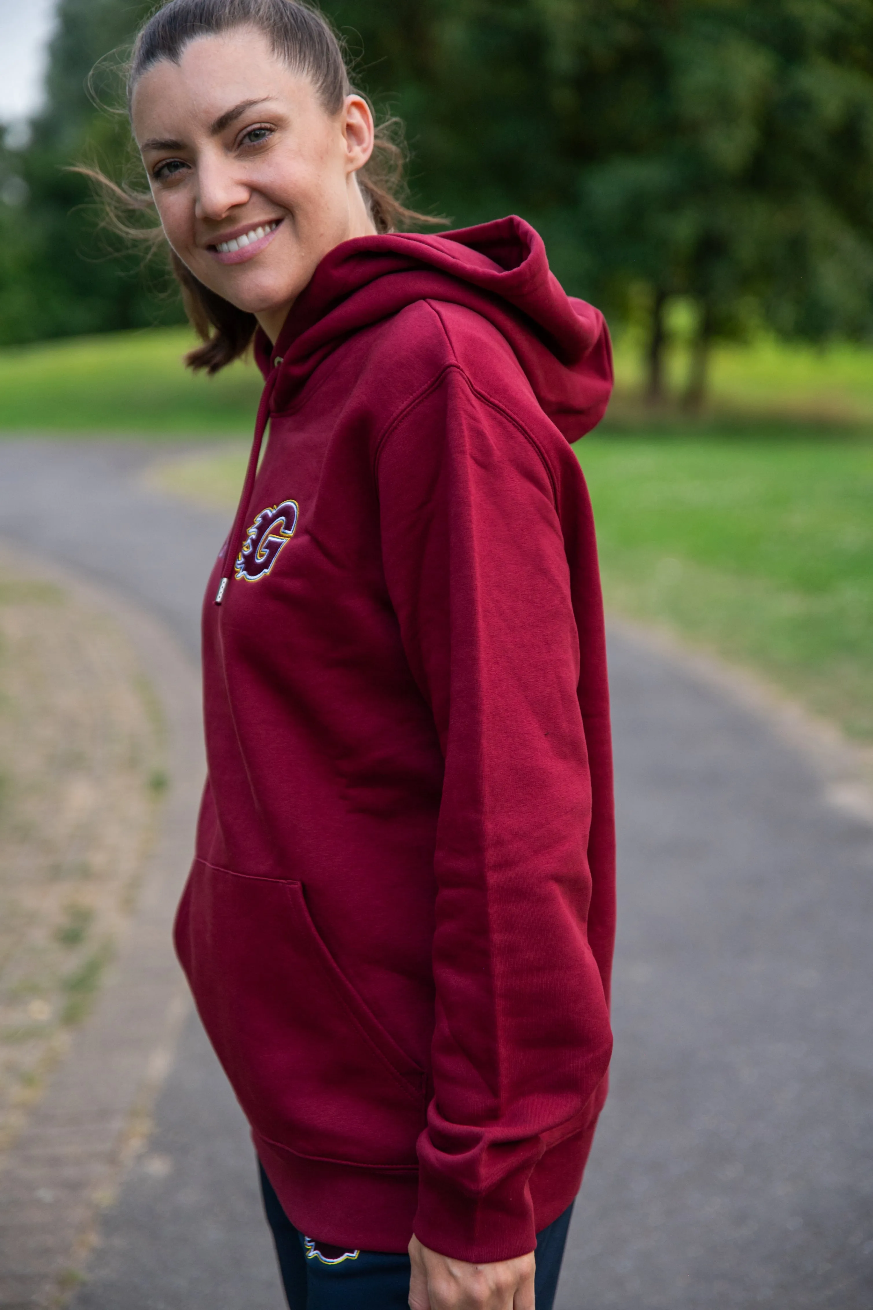 Flames Pullover Hoodie Burgundy