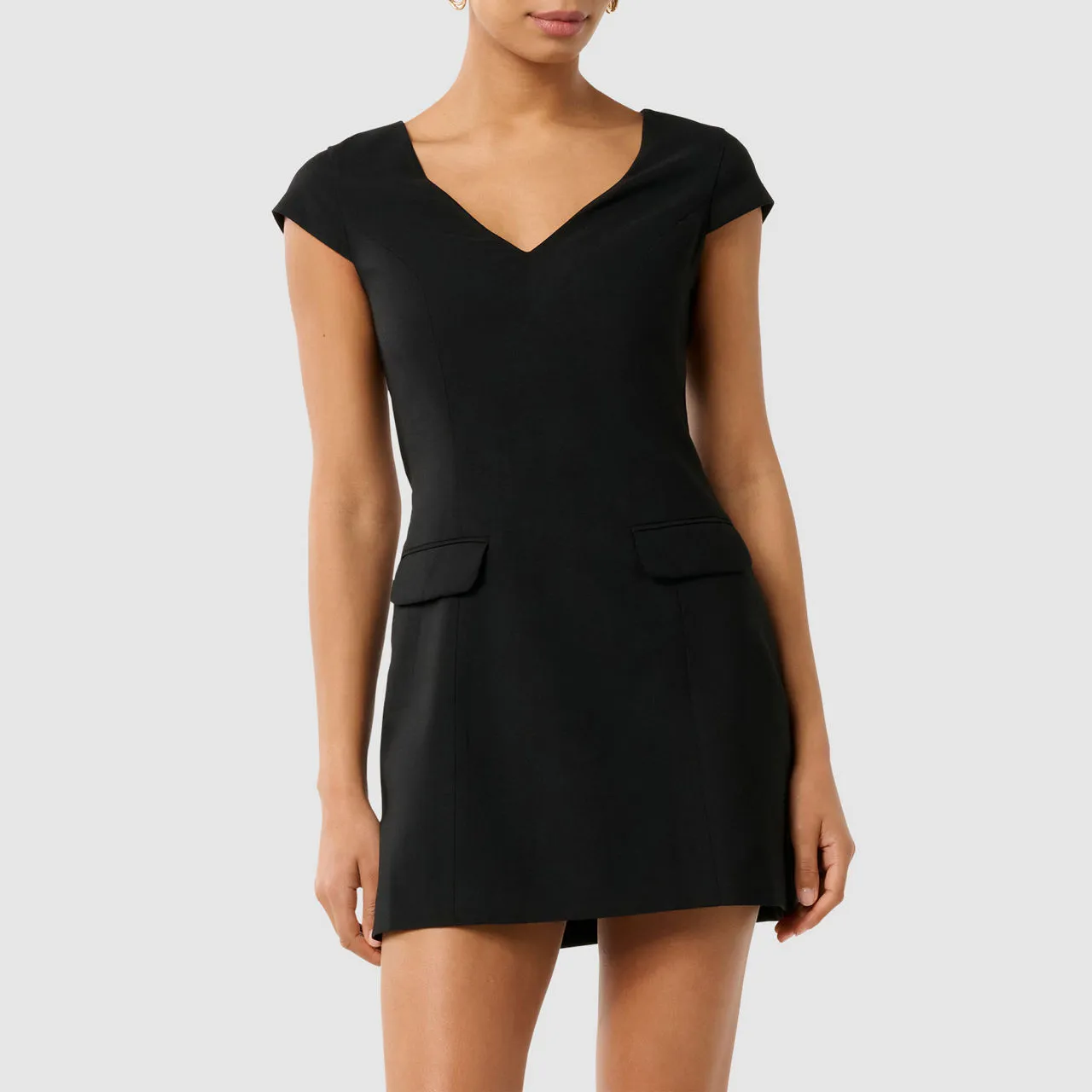 FOREVER NEW Layla Cap-Sleeve Mini Shift Dress - Black