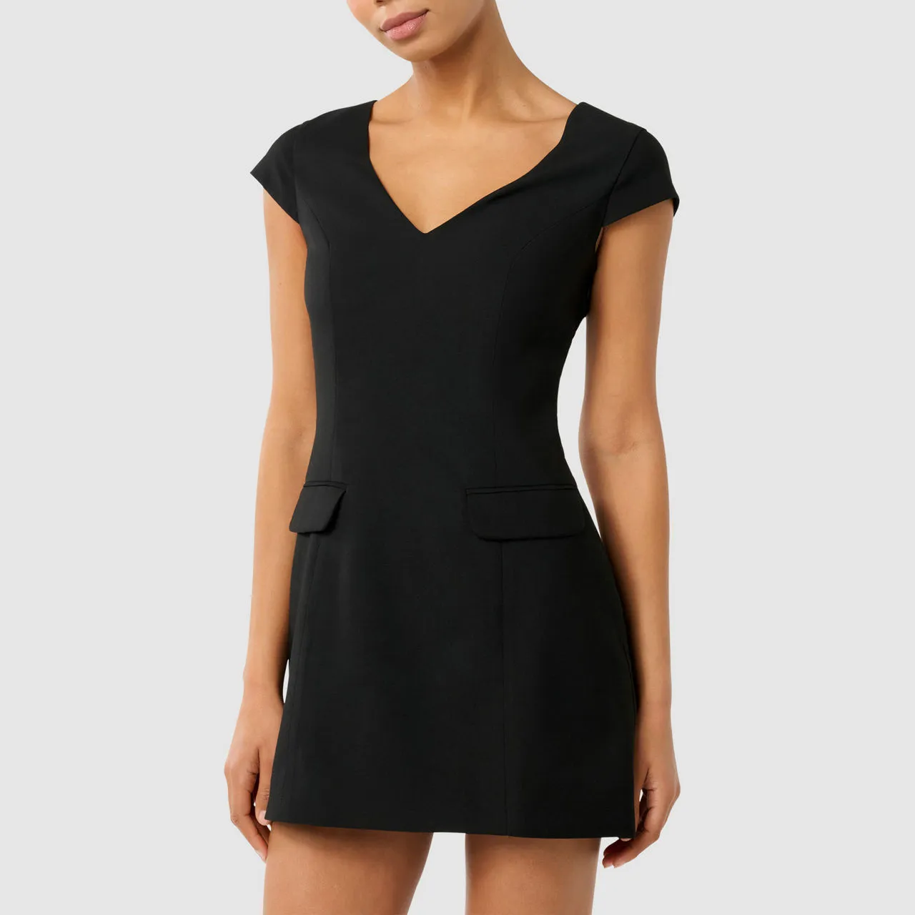 FOREVER NEW Layla Cap-Sleeve Mini Shift Dress - Black