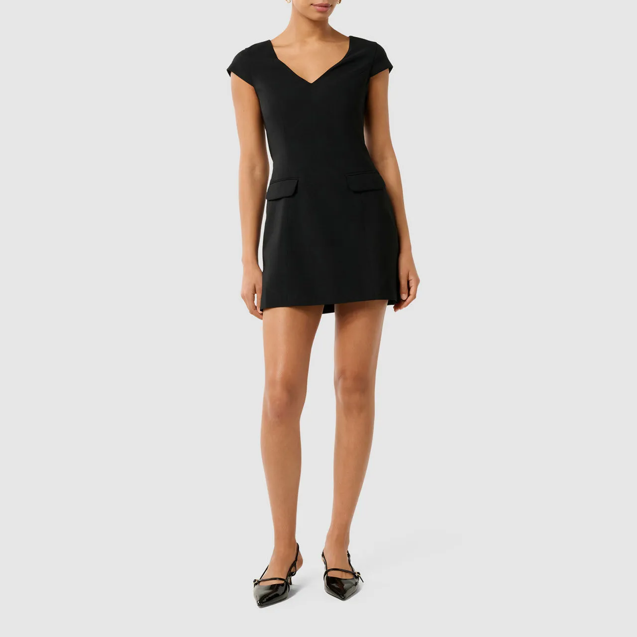 FOREVER NEW Layla Cap-Sleeve Mini Shift Dress - Black