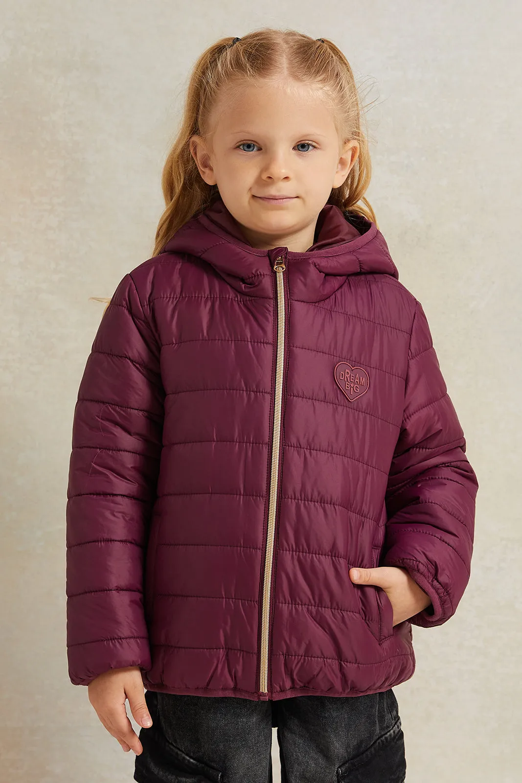 Girl Burgundy Hooded Jacket