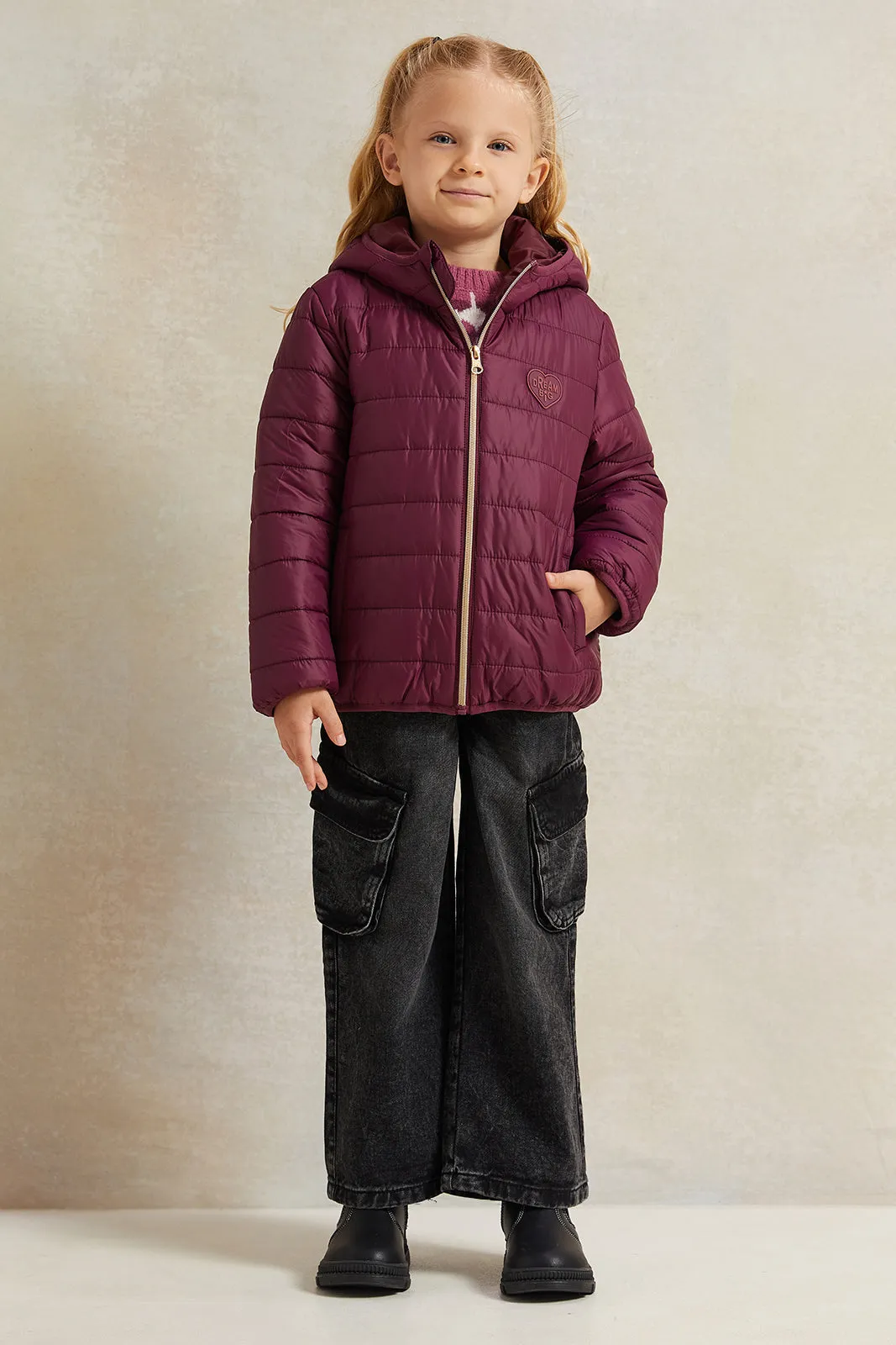 Girl Burgundy Hooded Jacket