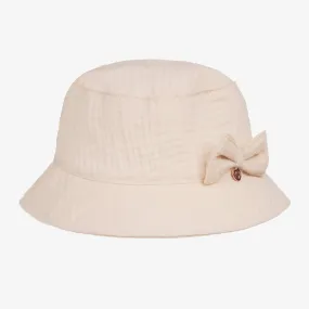 Girls Beige Organic Cotton Sun Hat