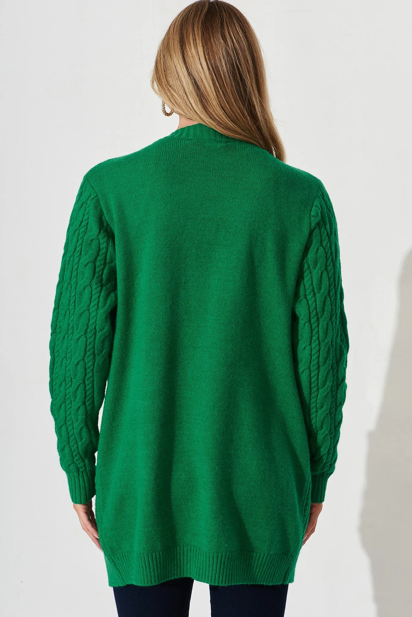 Goldington Knit Cardigan In Green Wool Blend