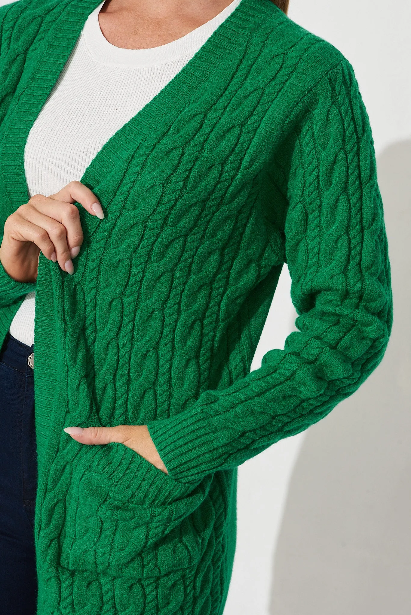 Goldington Knit Cardigan In Green Wool Blend