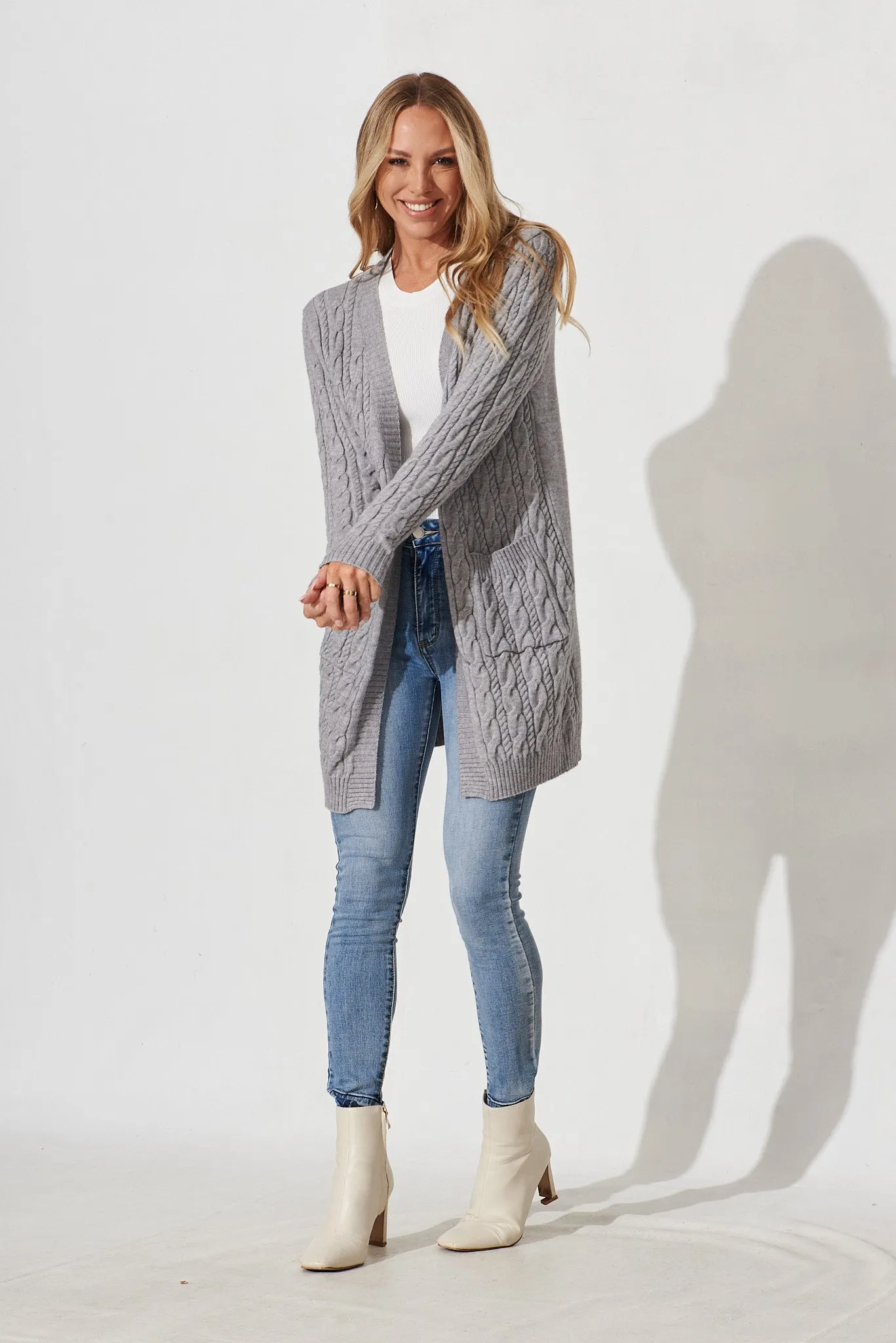 Goldington Knit Cardigan In Grey Wool Blend