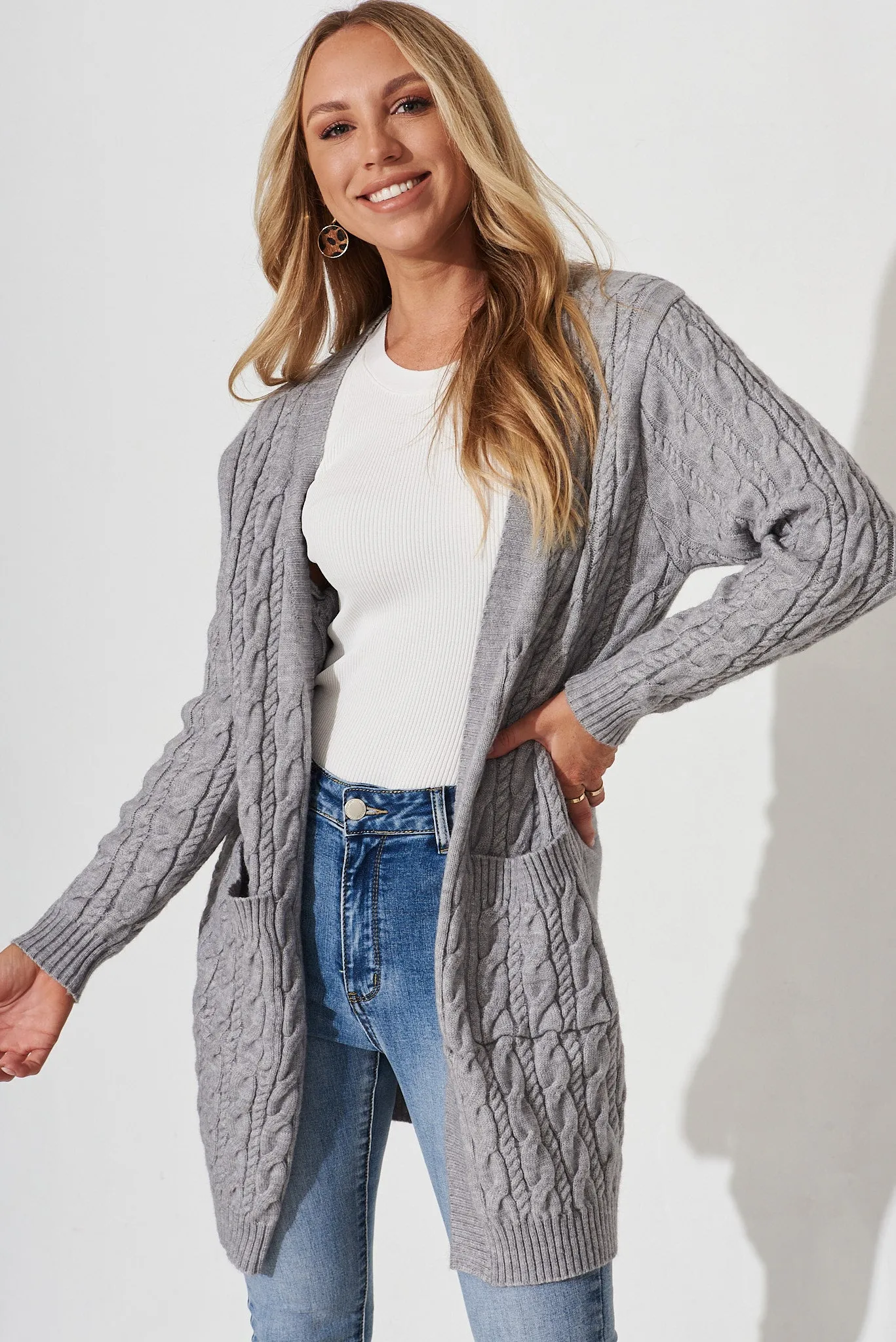 Goldington Knit Cardigan In Grey Wool Blend