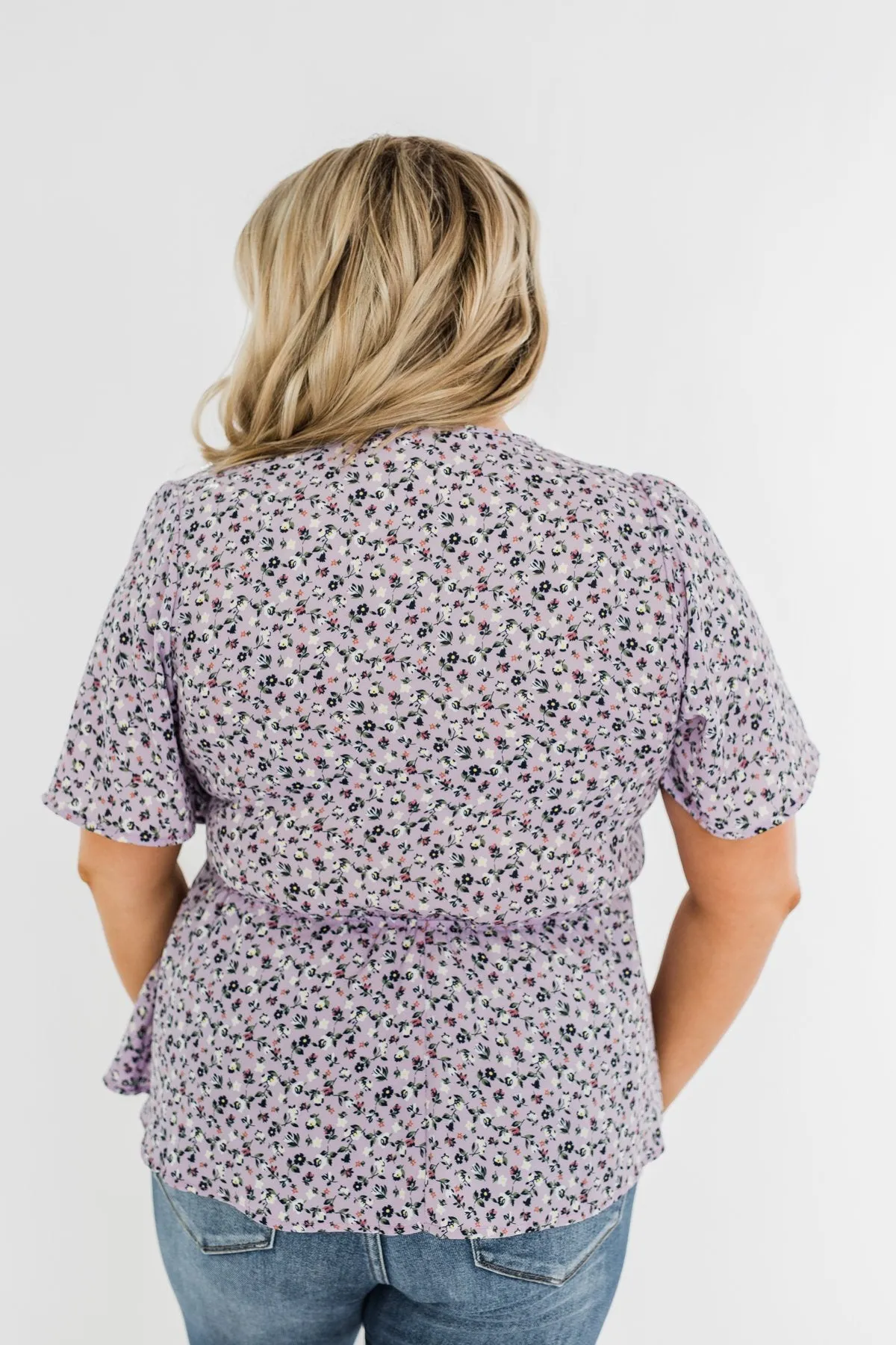 Grace Finds Me Floral Wrap Blouse- Lavender