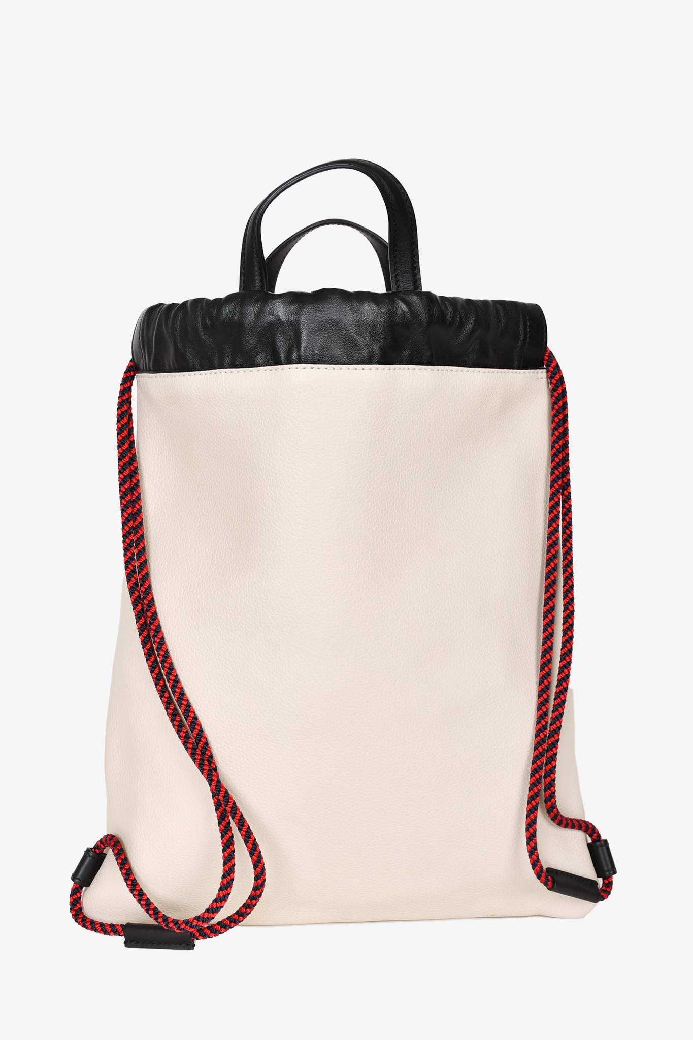 Gucci White Leather Logo Small Drawstring Backpack