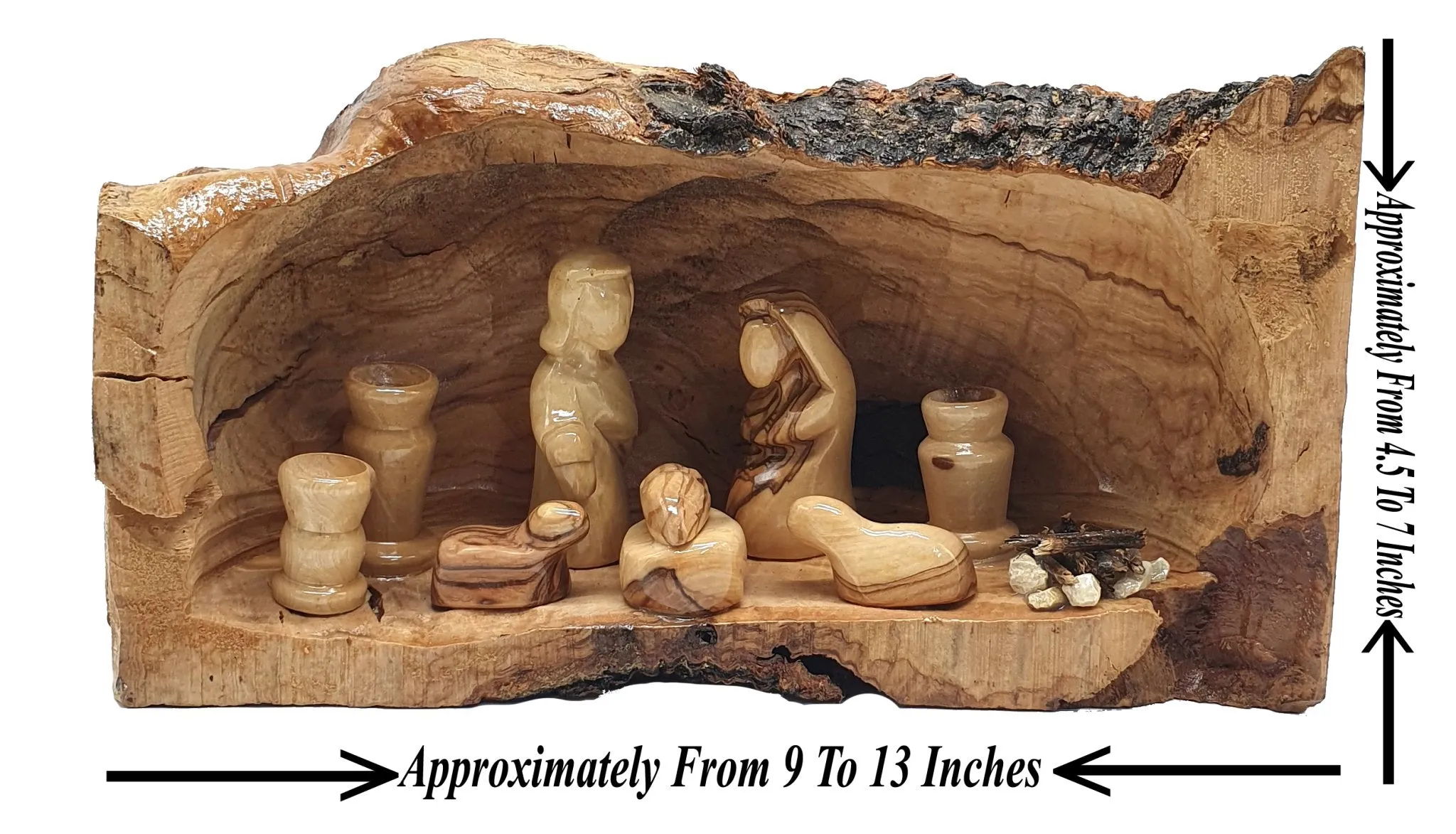 Handmade Nativity Set with Joseph, Mary, and Baby Jesus - Exquisite Christmas Decor with Adjustable Width (9-13 Inches) and Heig