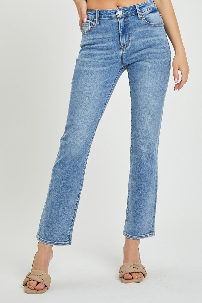 High Rise Ankle Slim Straight - Light Denim