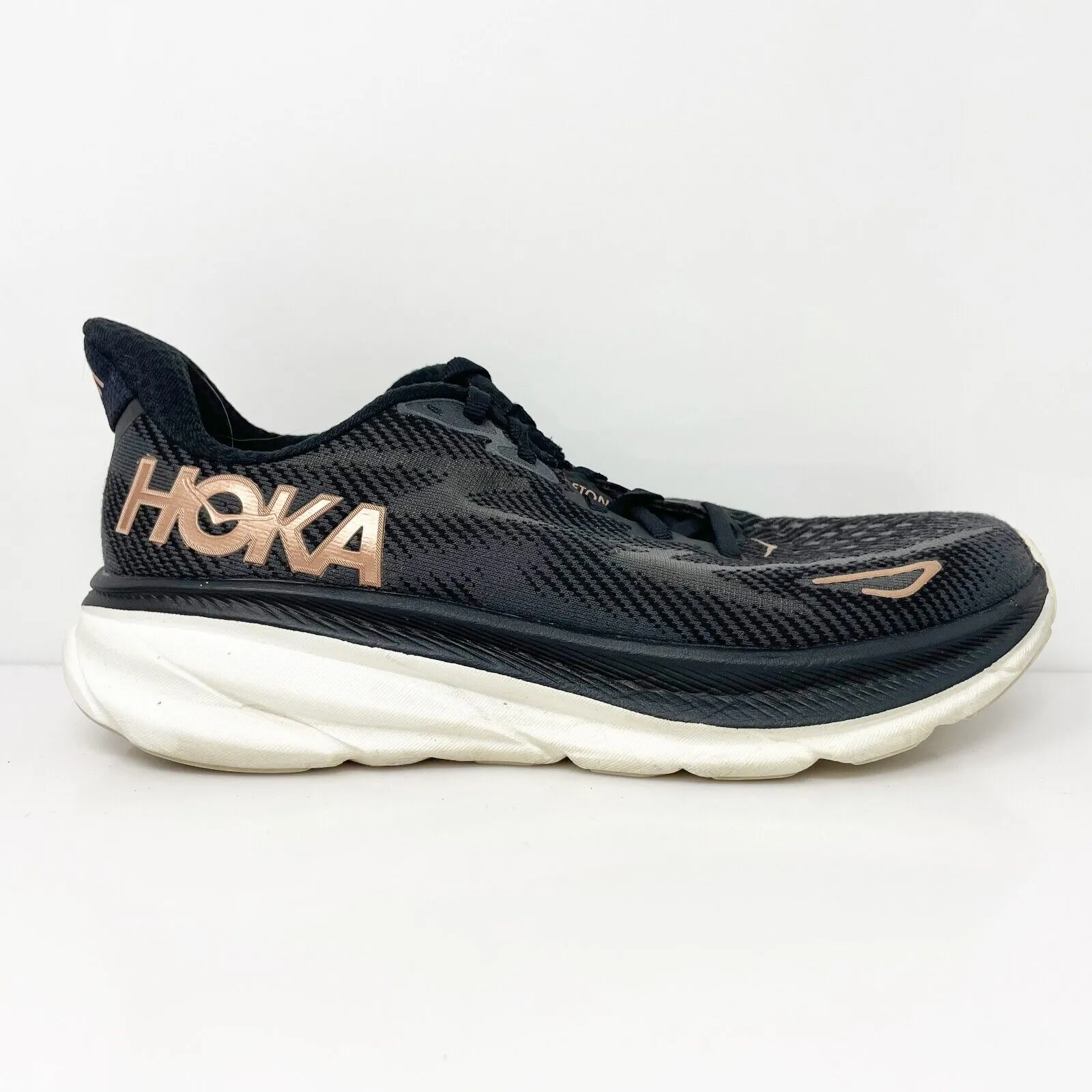 Hoka One One Womens Clifton 9 1127896 BRGL Black Running Shoes Sneakers Sz 7.5 B