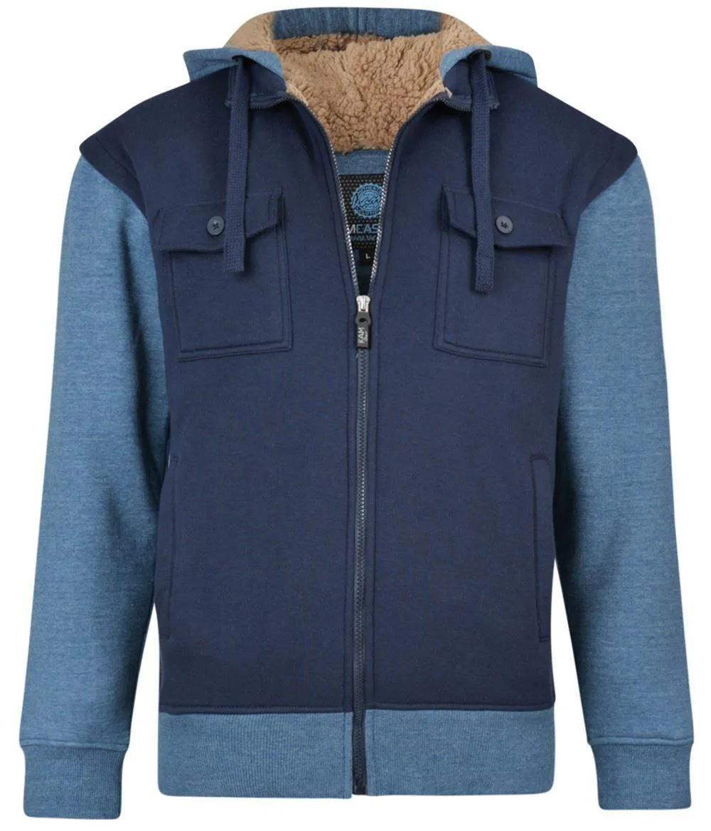 Kam Borg Lined Contrast Sweat Hoody - Denim Blue