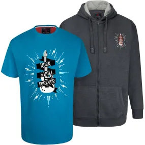 Kam Rock and Roll Zip Thru Hoody & T-shirt Set - Blue