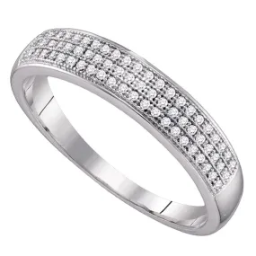 Keene Jewelers 10kt White Gold Mens Round Diamond Wedding Pave Band Ring 1/5 Cttw