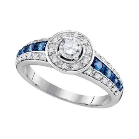 Keene Jewelers 10kt White Gold Round Blue Color Enhanced Diamond Solitaire Bridal Wedding Ring 5/8 Cttw