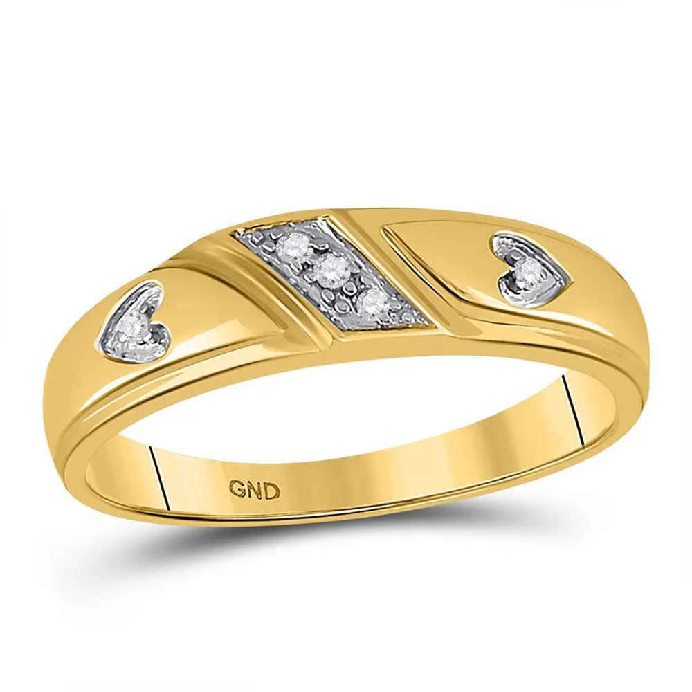 Keene Jewelers 10kt Yellow Gold His Hers Round Diamond Solitaire Matching Wedding Set 1/5 Cttw