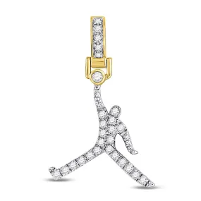 Keene Jewelers 10kt Yellow Gold Mens Round Diamond Basketball Charm Pendant 1/5 Cttw