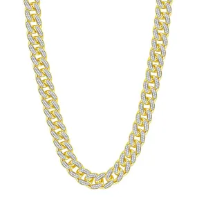 Keene Jewelers 10kt Yellow Gold Mens Round Diamond Cuban Link Chain Necklace 13-1/5 Cttw