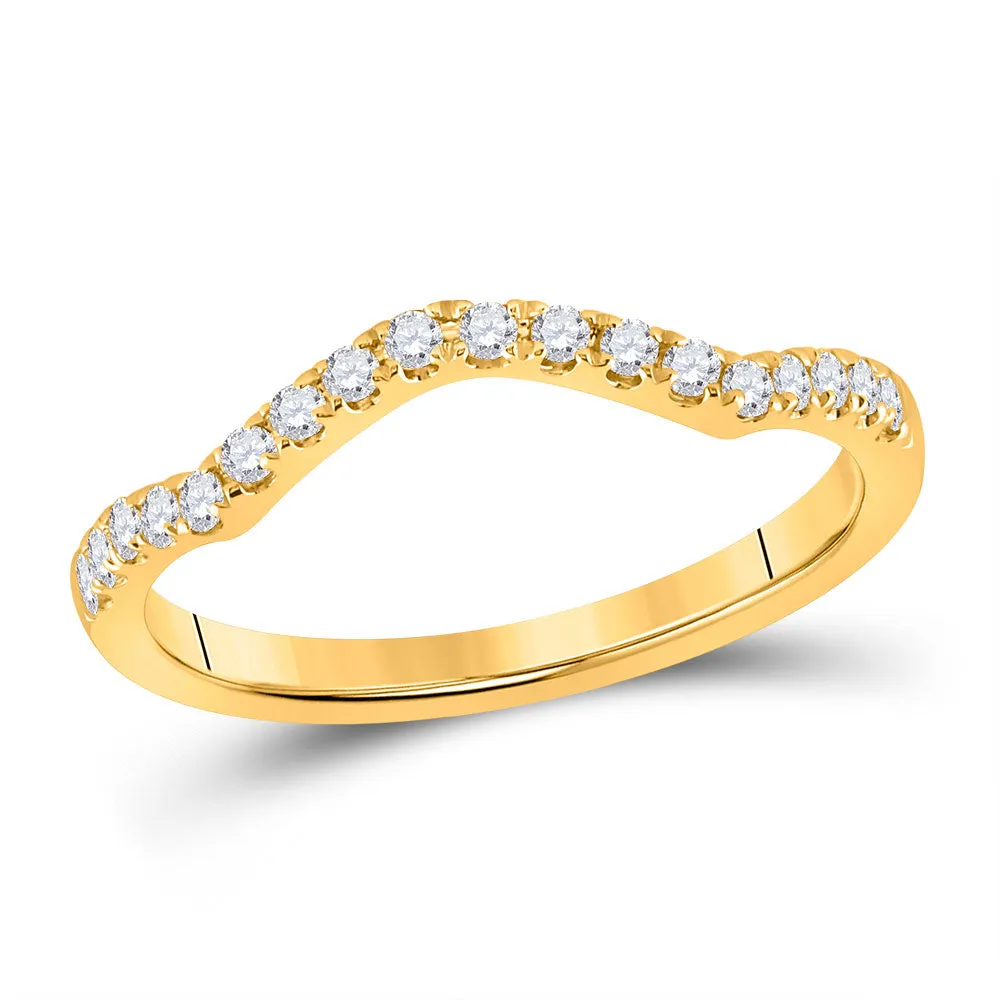 Keene Jewelers 10kt Yellow Gold Womens Round Diamond Wedding Curved Enhancer Band 1/5 Cttw