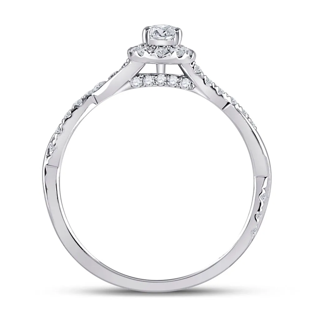 Keene Jewelers 14kt White Gold Oval Diamond Halo Bridal Wedding Engagement Ring 5/8 Cttw