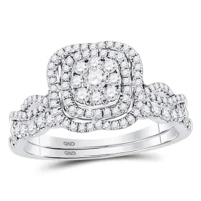 Keene Jewelers 14kt White Gold Round Diamond Bridal Wedding Ring Band Set 5/8 Cttw