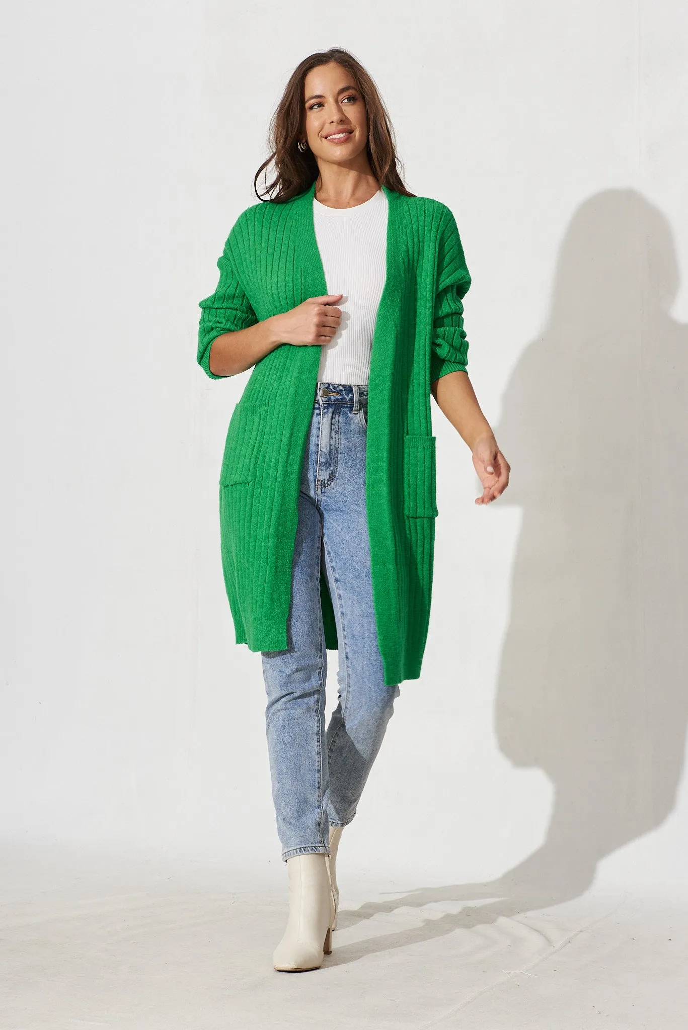 Kingsdene Knit Cardigan In Green Wool Blend