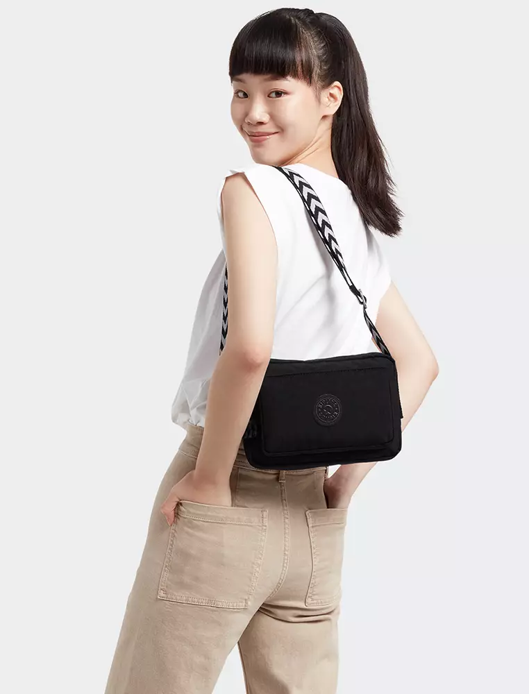 Kipling Kipling ABANU M Black Chevron Crossbody Bag