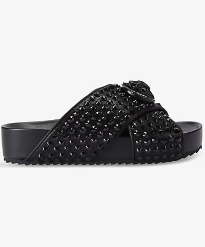 Kurt Geiger Womens Blk/Other Chelsea crystal-embellished cross-strap faux-leather sandals