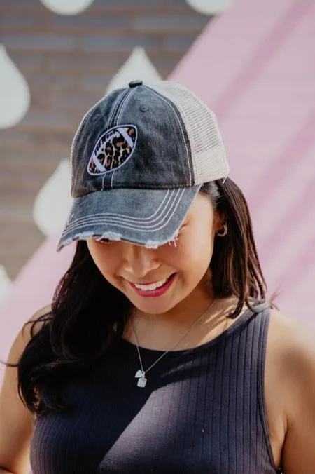 Leopard Print Football Trucker Hat