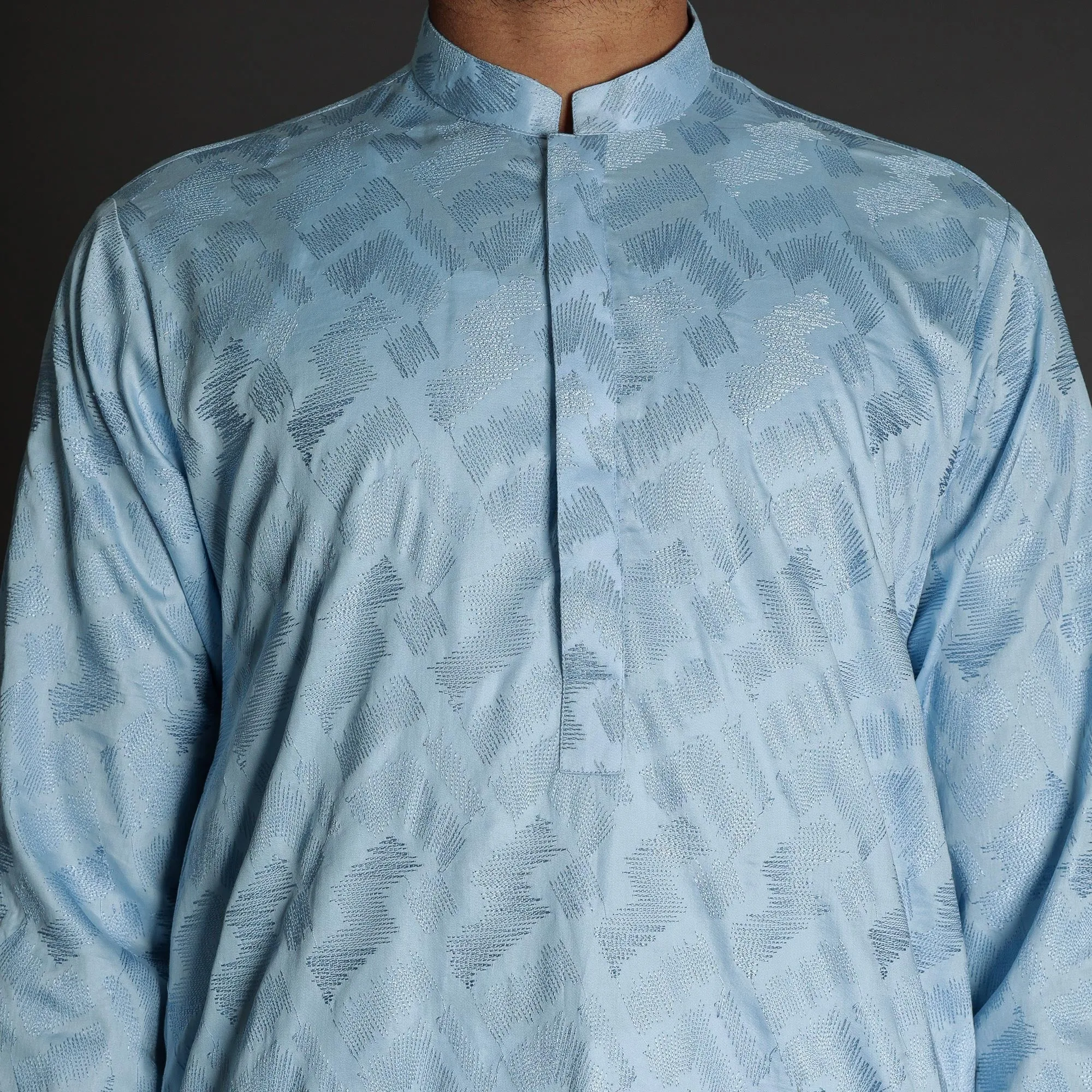 Light Sky Blue Embroidered Kurta