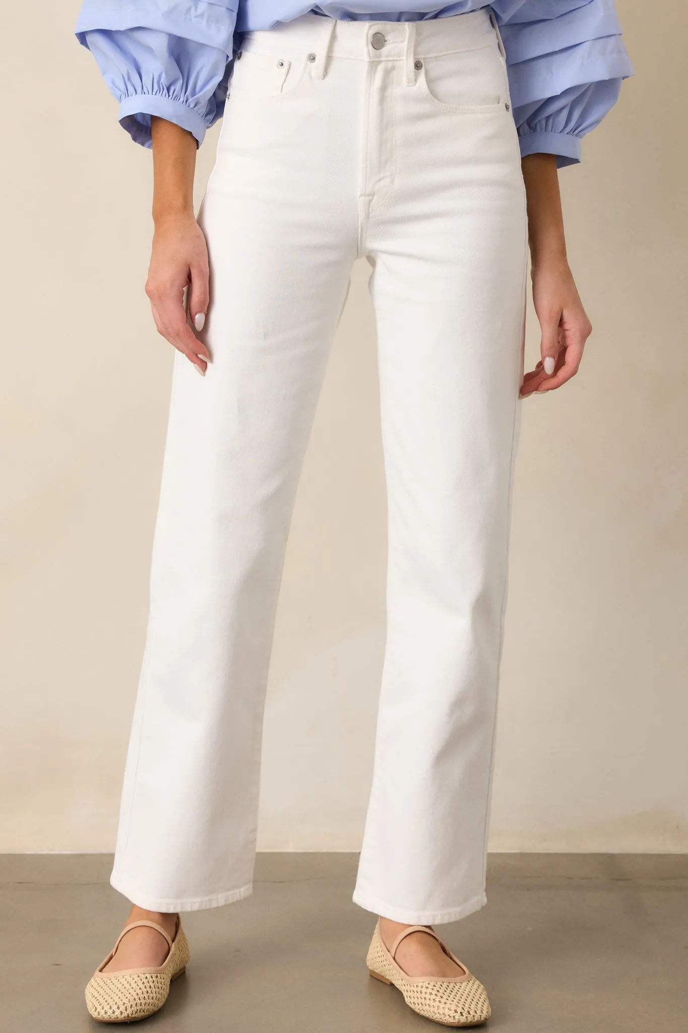 Limitless Time White Straight Leg Jeans