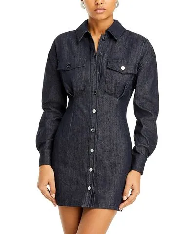 Line & Dot Womens Button-down Mini Shift Dress