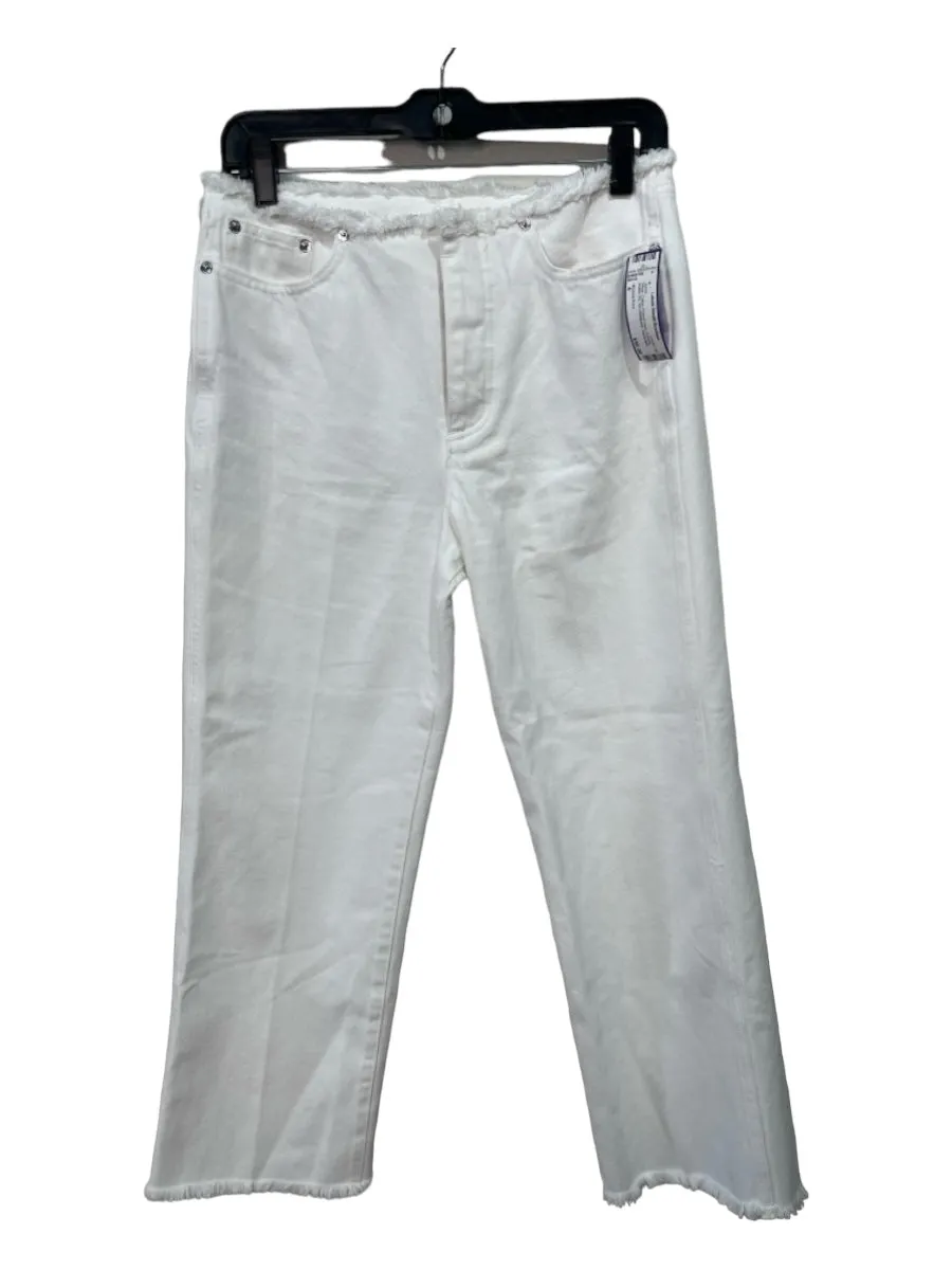 Michael Kors Size 4 White Cotton Frayed Hem Pockets Button Fly Jeans