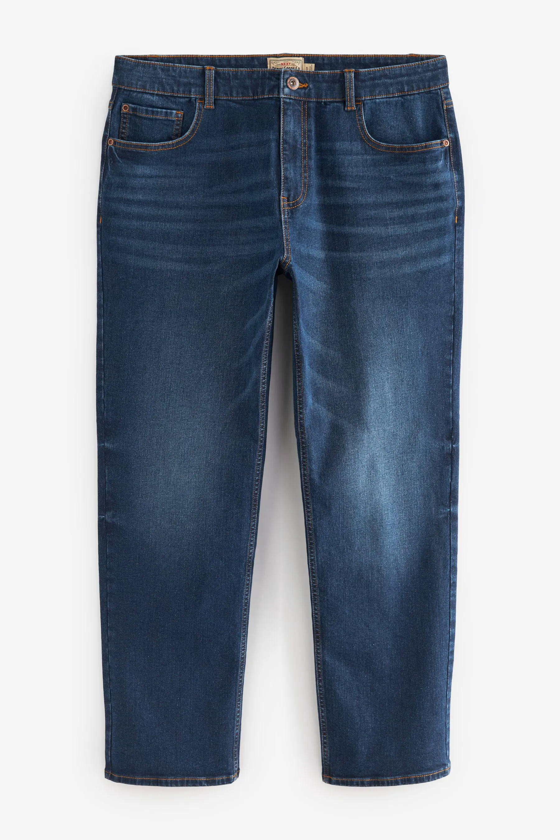 Mid Blue Straight Fit Essential Stretch Jeans