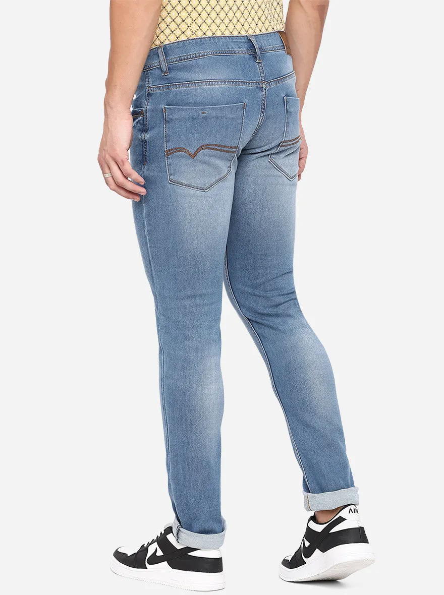 Mid Blue Washed Narrow Fit Jeans | Greenfibre